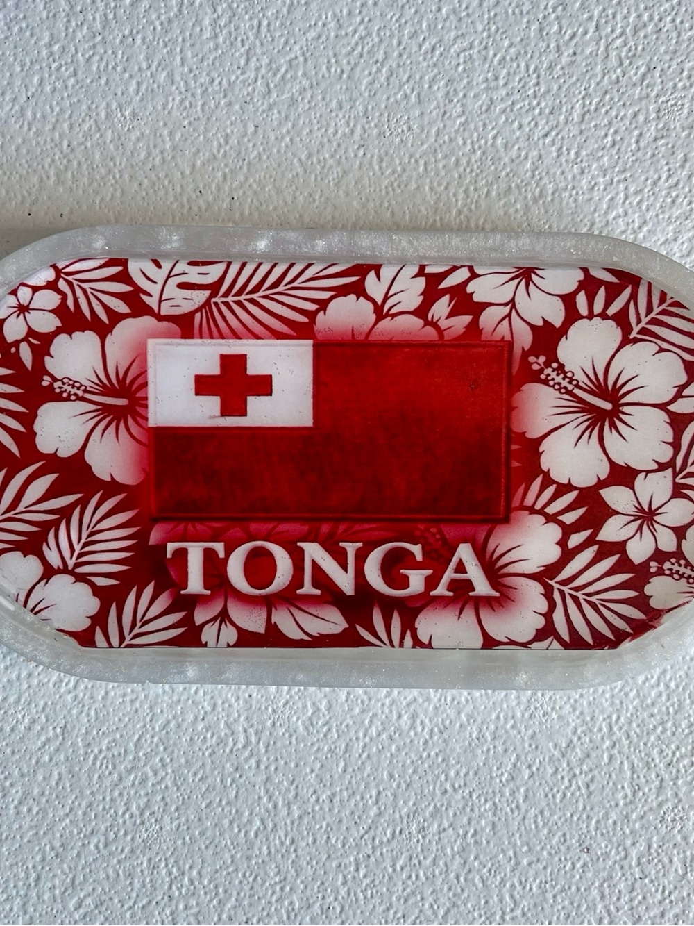 Tongan Flag Flower Tray | Custom Handmade Floral Trinket Tray Decorative Art